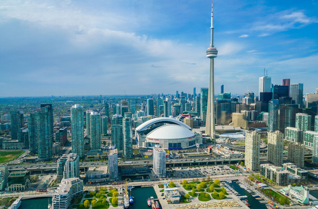 CN Tower HVAC retrofit project by H.E. Rieckelman, showcasing high-rise mechanical work in downtown Toronto.